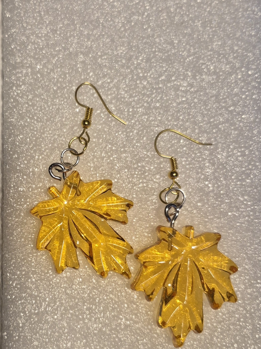 🎁🆓️Gift Orange Gold Maple Leaf Dangle Drop Hook Earrings Fall Autumn